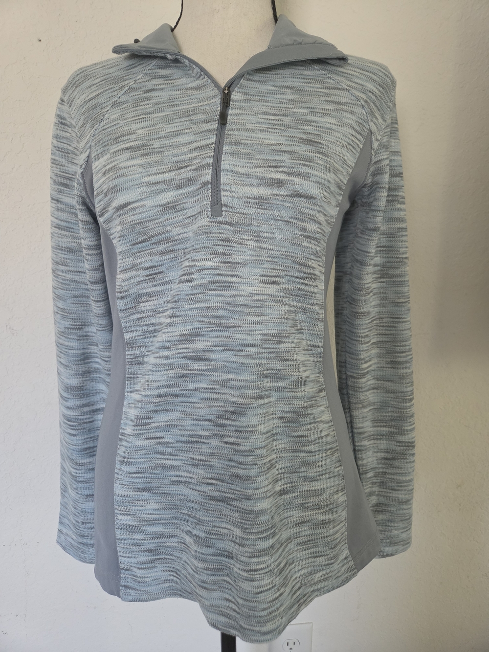 Columbia Blue Gray Space Dye 1/2 Zip Pullover Athletic Long Sleeve Top XS